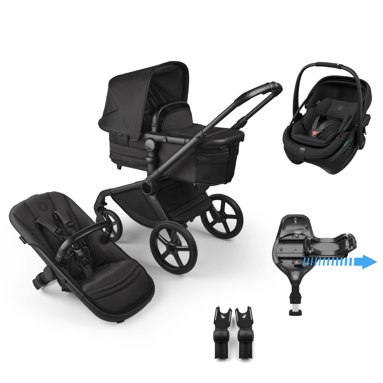 Bugaboo Fox 5 Noir Limited Edition Travel System | Coral Slide Pro & Base
