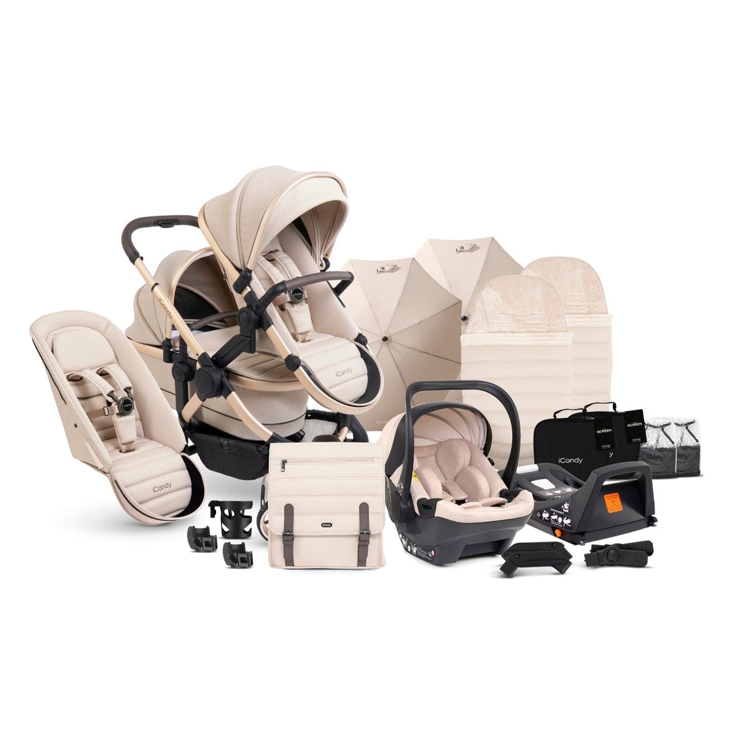 Biscotti Icandy Double Pram Peach ICandy Peach Double Combo Set In