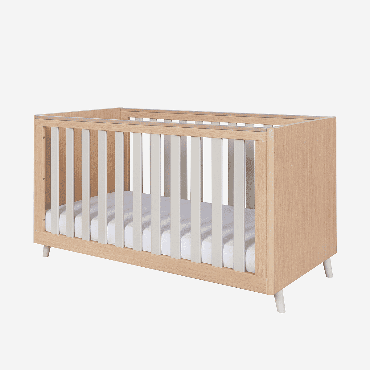 Tutti bambini Fika Cot Bed Light Oak/White Sand – UK Baby Centre