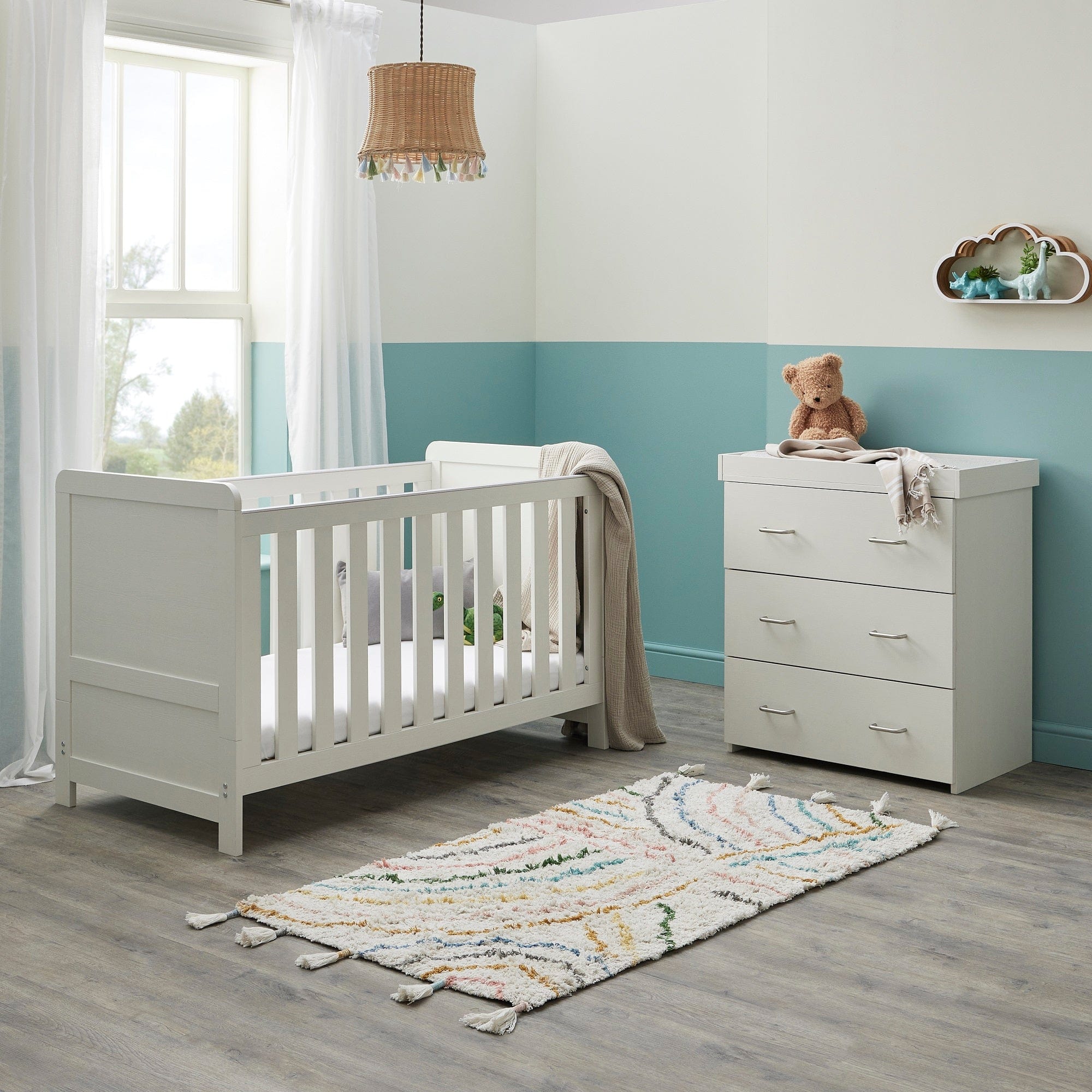 Babymore Eva Piece Nursery Furniture Set with Cot Bed and