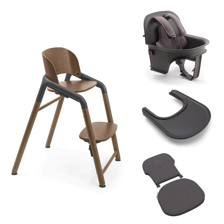 bugaboo.high chair Bugaboo Giraffe Highchair Wood Grey | Complete Baby Set