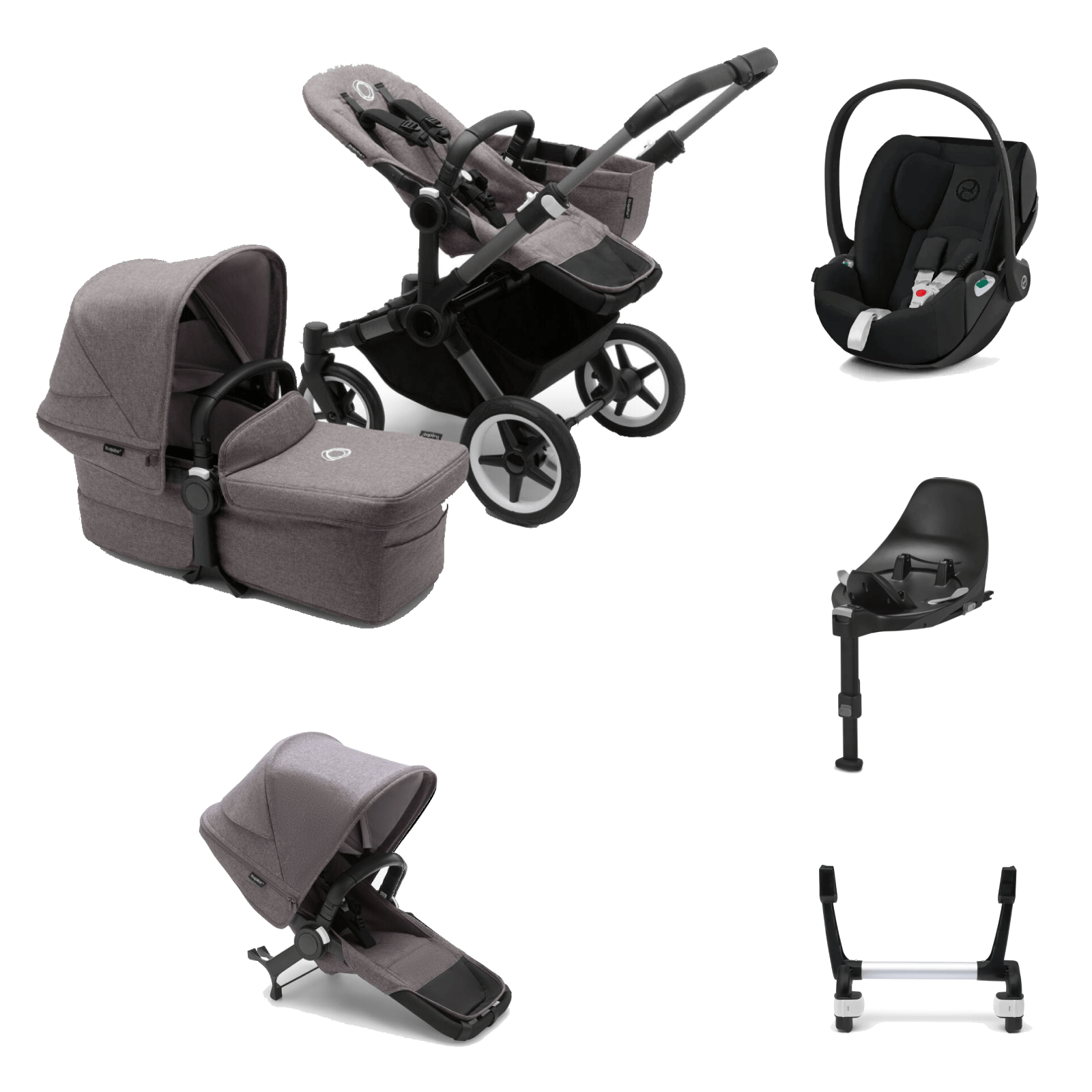 Bugaboo Donkey 5 Duo with Cloud T and Base T Graphite Grey Melange UK Baby Centre