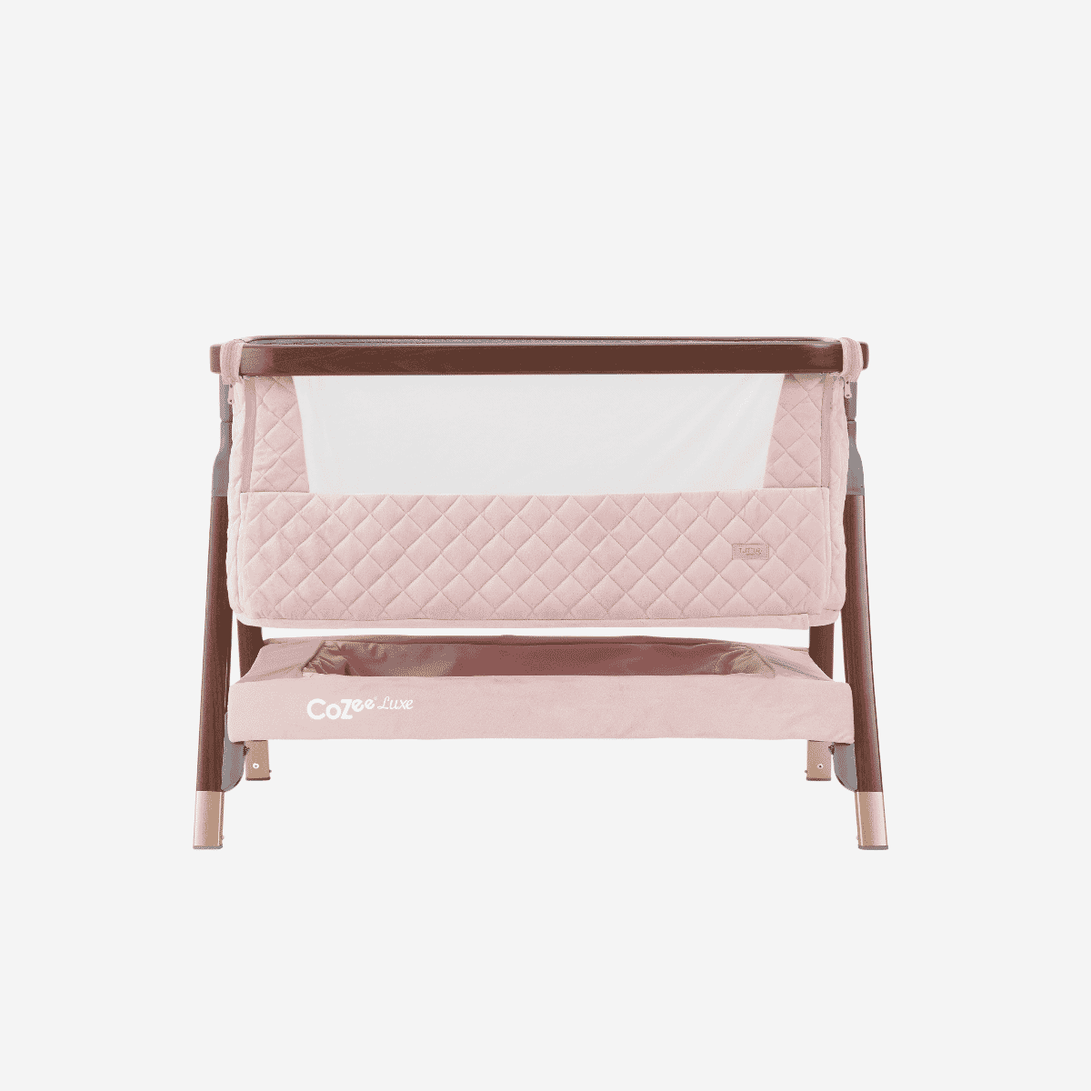 Tutti Bambini CoZee Luxe Bedside Crib Walnut Blush UK Baby Centre