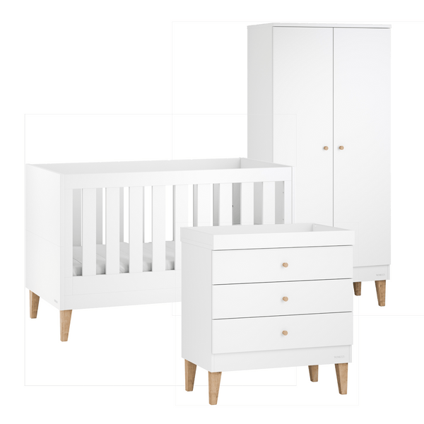 Venicci Nursery Furniture Venicci Saluzzo 3 Piece Furniture Set - Premium White