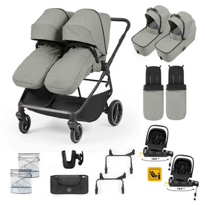 Ickle Bubba Travel Systems Ickle Bubba Altair Twin 17 Piece Travel System with i-Size Nimbus 180 Spin Car Seats & ISOFIX Bases - Laurel Green