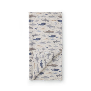 Loulou Lollipop Muslin Swaddle - Smiley Sharks