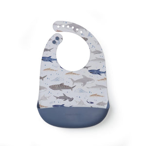 Loulou Lollipop Silicone Bib - Smiley Sharks