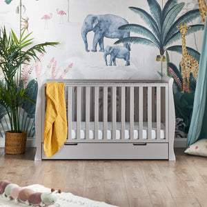 OBABY Cot Beds Obaby Stamford Classic Sleigh Cot Bed - Warm Grey