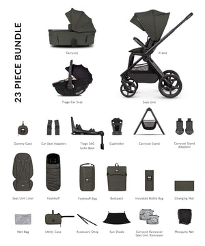 Venicci x Hunter Upline 3, 4in1 Plus Travel System - Dark Olive/Beige