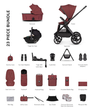Venicci x Hunter Upline 3, 4in1 Plus Travel System - Red/Beige
