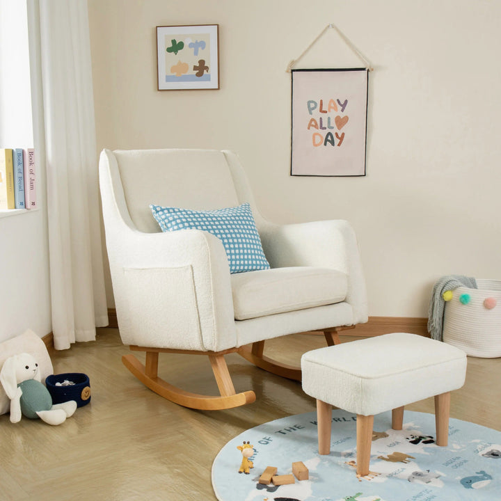 Babymore Nursery Furniture Babymore Ida Nursing Chair with Stool - Bouclé