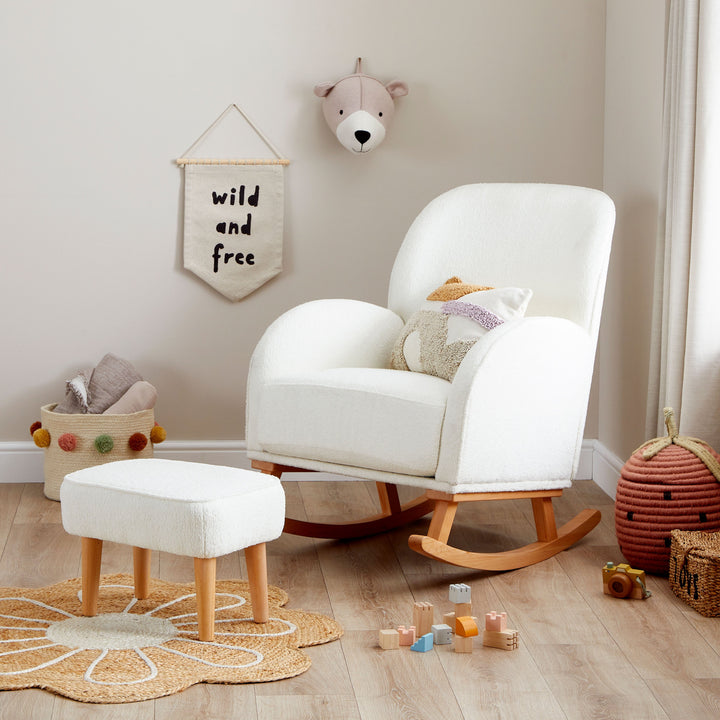 Babymore Nursing Chairs Babymore Freya Nursing Chair with Stool - Off White Bouclé