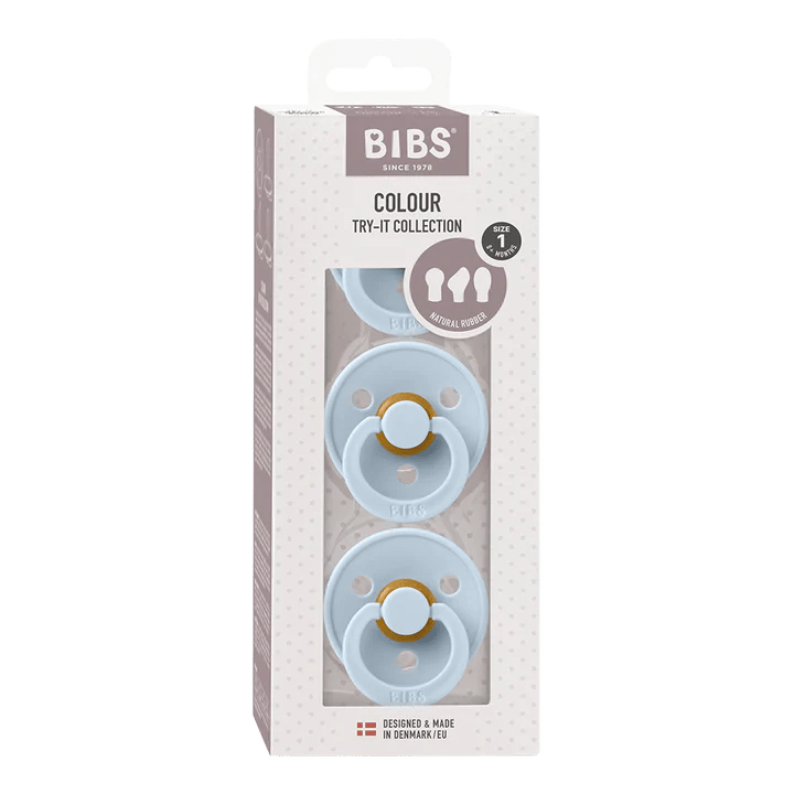 BIBS Pacifier BIBS Try-It Collection Pacifiers 3 pack (Size 1) - Baby Blue