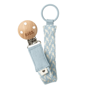 BIBS Pacifier Clip BIBS Pacifier Clip (Braided) - Baby Blue/Ivory