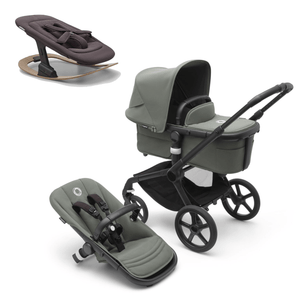 Bugaboo Prams & Pushchairs Bugaboo Fox 5 Complete & Giraffe Rocker - Black/Forest Green/Tornado Grey