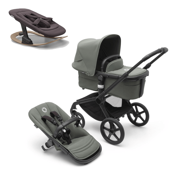 Bugaboo Prams & Pushchairs Bugaboo Fox 5 Complete & Giraffe Rocker - Black/Forest Green/Tornado Grey