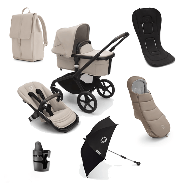 Bugaboo Prams & Pushchairs Bugaboo Fox 5 Essential Bundle - Black/Desert Taupe/Desert Taupe