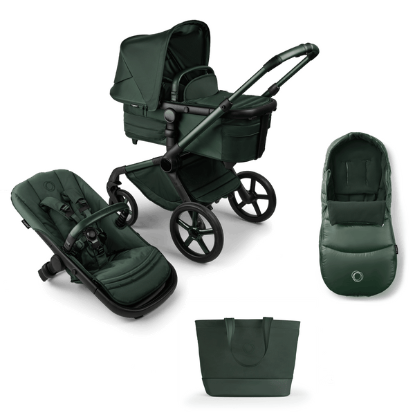 Bugaboo Prams & Pushchairs Bugaboo Fox 5 Essential Bundle, Noir Limited Edition - Midnight Green