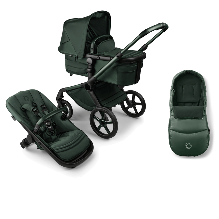 Bugaboo Prams & Pushchairs Bugaboo Fox 5 with Footmuff, Noir Limited Edition - Midnight Green