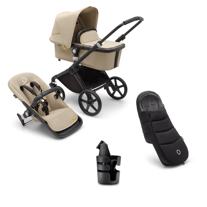 Bugaboo Prams & Pushchairs Bugaboo Fox Cub Essential Bundle - Black/Desert Beige/Desert Beige