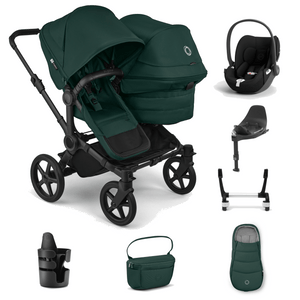 Bugaboo Travel Systems Bugaboo Donkey 6 Duo Ultimate (Cloud T) Travel System - Black/ Fern Green/ Fern Green