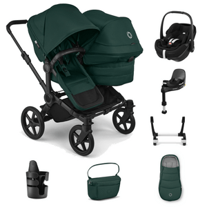 Bugaboo Travel Systems Bugaboo Donkey 6 Duo Ultimate (Pebble 360 PRO2) Travel System - Black/ Fern Green/ Fern Green