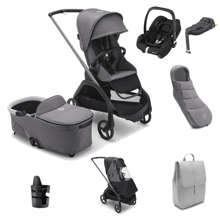 Bugaboo Travel Systems Bugaboo Dragonfly Pushchair Ultimate (Cabriofix i-Size) Bundle - Grey Melange