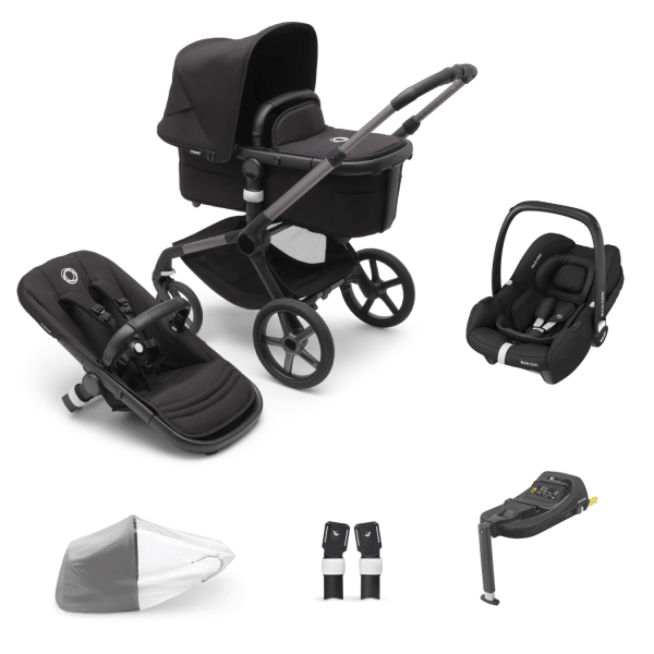 Bugaboo Travel Systems Bugaboo Fox 5, Cabriofix i-Size and Base Travel System - Graphite/Midnight Black/Midnight Black