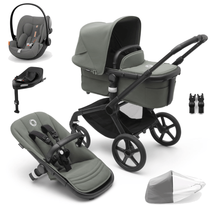 Bugaboo Travel Systems Bugaboo Fox 5 (Cloud G Plus) Travel System - Black/Forest Green/Lava Grey