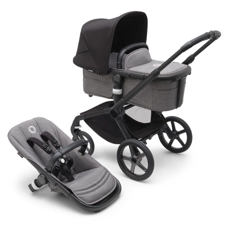 Bugaboo Travel Systems Bugaboo Fox 5, Cloud T and Base Travel System - Black/Grey Melange/Midnight Black