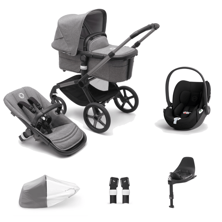 Bugaboo Travel Systems Bugaboo Fox 5, Cloud T and Base Travel System - Graphite/Grey Melange/Grey Melange