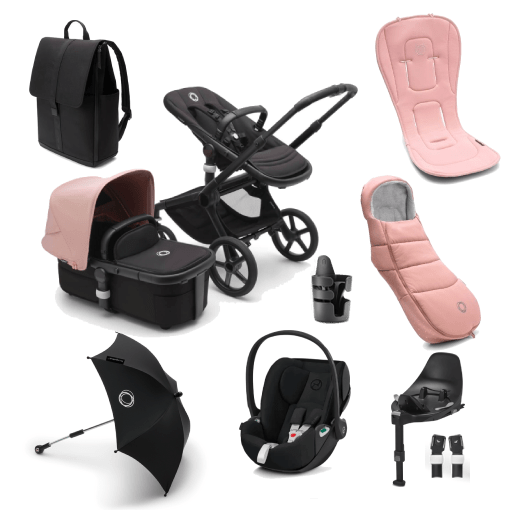 Bugaboo Travel Systems Bugaboo Fox 5, Cloud Z2 Ultimate Travel System - Black/Midnight Black/Morning Pink