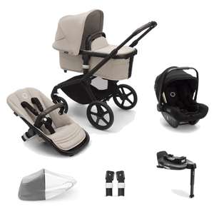 Bugaboo Travel Systems Bugaboo Fox 5, Nuna Turtle and Base Travel System - Black/Desert Taupe/Desert Taupe