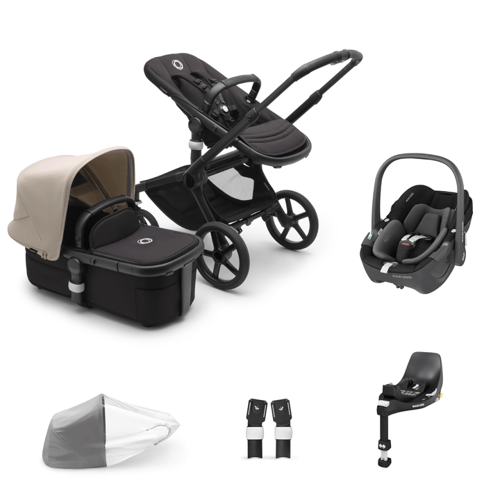 Bugaboo Travel Systems Bugaboo Fox 5, Pebble 360 and Base Travel System - Black/Midnight Black/Desert Taupe