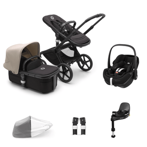 Bugaboo Travel Systems Bugaboo Fox 5, Pebble 360 PRO 2 and Base Travel System - Black/Midnight Black/Desert Taupe