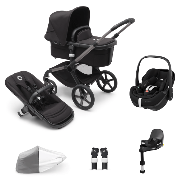 Bugaboo Travel Systems Bugaboo Fox 5, Pebble 360 PRO 2 and Base Travel System - Graphite/Midnight Black/Midnight Black