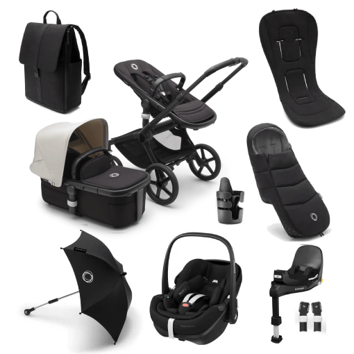 Bugaboo Travel Systems Bugaboo Fox 5, Pebble 360 PRO 2 Ultimate Travel System - Black/Midnight Black/Misty White (All Black)