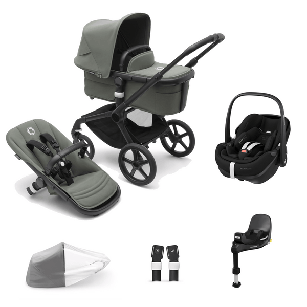 Bugaboo Travel Systems Bugaboo Fox 5, Pebble 360 PRO and Base Travel System - Black/Forest Green/Forest Green