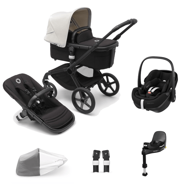 Bugaboo Travel Systems Bugaboo Fox 5, Pebble 360 PRO and Base Travel System - Black/Midnight Black/Misty White