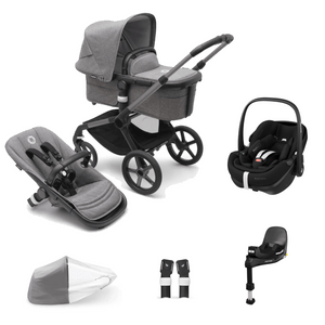 Bugaboo Travel Systems Bugaboo Fox 5, Pebble 360 PRO and Base Travel System - Graphite/Grey Melange/Grey Melange