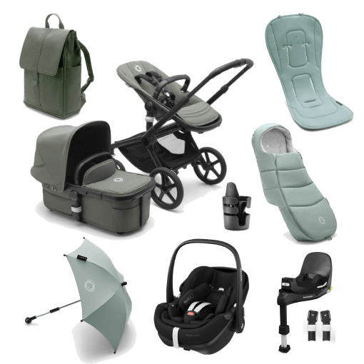 Bugaboo Travel Systems Bugaboo Fox 5, Pebble 360 PRO Ultimate Travel System - Black/Forest Green/Forest Green