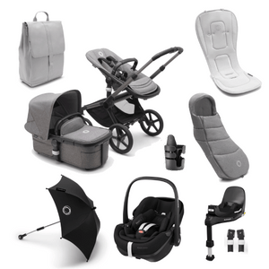 Bugaboo Travel Systems Bugaboo Fox 5, Pebble 360 PRO Ultimate Travel System - Black/Grey Melange/Grey Melange