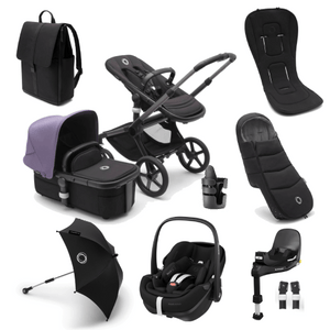 Bugaboo Travel Systems Bugaboo Fox 5, Pebble 360 PRO Ultimate Travel System - Graphite/Midnight Black/Astro Purple