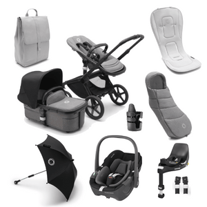 Bugaboo Travel Systems Bugaboo Fox 5, Pebble 360 Ultimate Travel System - Black/Grey Melange/Midnight Black