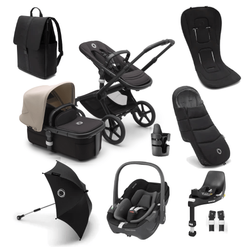 Bugaboo Travel Systems Bugaboo Fox 5, Pebble 360 Ultimate Travel System - Black/Midnight Black/Desert Taupe