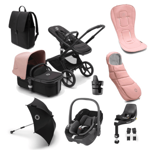 Bugaboo Travel Systems Bugaboo Fox 5, Pebble 360 Ultimate Travel System - Black/Midnight Black/Morning Pink