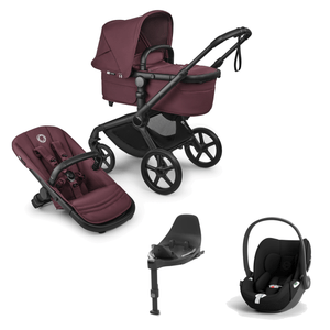 Bugaboo Travel Systems Bugaboo Fox 5 Renew (Cloud T) Travel System - Black/Dark Cherry/Dark Cherry