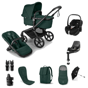 Bugaboo Travel Systems Bugaboo Fox 5 Renew Ultimate (Pebble 360 PRO2, NON-Slide) Travel System - Black/Fern Green/Fern Green