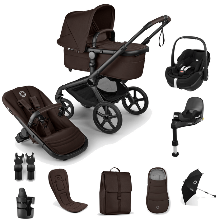 Bugaboo Fox 5 Renew Ultimate Travel System Black/Cocoa Brown | Pebble 360 PRO2