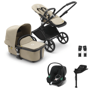 Bugaboo Travel Systems Bugaboo Fox Cub Aton B2 Travel System - Black/Desert Beige/Desert Beige